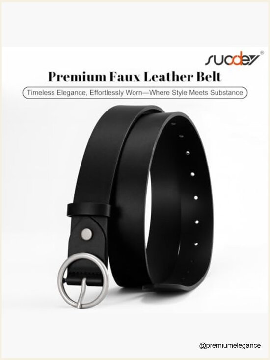 Women\'s Classic Round Buckle Leather Belt For Jeans Dresses main image 5